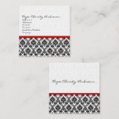 Carte de visite noir blanc Damas avec garniture ro (Devant / Derrière)