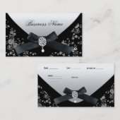Carte de visite noir blanc Damas Joyau de poche (Devant / Derrière)