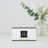 Carte De Visite Noir blanc de YourJobTitle/plaque carrée (Debout devant)