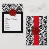 CARTE DE VISITE NOIR BLANC DOMMASQUE SCEAU DE CIRE ROUGE MONOGRAMM (Devant / Derrière)