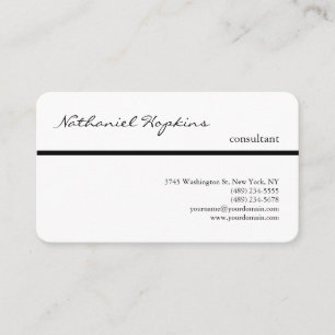 Carte De Visite Noir Blanc Écriture à la main Tendance Moderne Sim