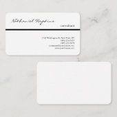 Carte De Visite Noir Blanc Écriture à la main Tendance Moderne Sim (Devant / Derrière)
