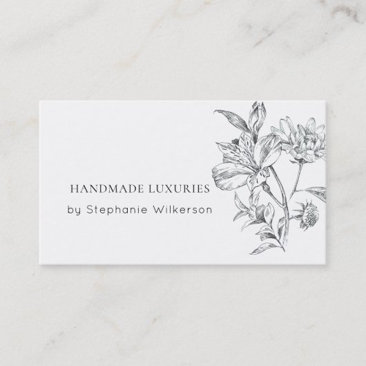 Carte de visite noir blanc élégant fait main (Devant)