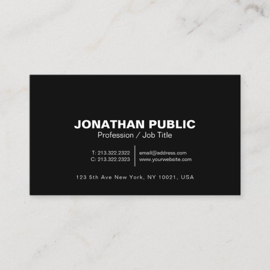 Carte De Visite Noir blanc élégant moderne (Devant)