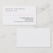 Carte De Visite Noir Blanc Élégant Simple Plain Professionnel (Devant / Derrière)