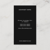 Carte De Visite Noir blanc encadré élégant moderne de minimalisme (Dos)