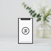 Carte De Visite Noir blanc encadré élégant moderne de minimalisme (Debout devant)