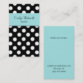 Carte de visite noir, blanc, et bleu vert de dames (Devant / Derrière)