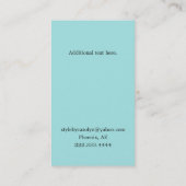 Carte de visite noir, blanc, et bleu vert de dames (Dos)