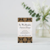 Carte De Visite Noir, blanc et damassé dorée royale d'or (Debout devant)