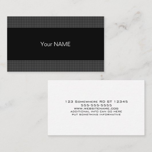 Carte De Visite Noir blanc et gris contemporain (Devant / Derrière)