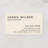 Carte De Visite Noir Blanc Fumée Nuage Rhino Minimal Rustique (Dos)