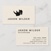 Carte De Visite Noir Blanc Fumée Nuage Rhino Minimal Rustique (Devant / Derrière)