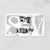 Carte De Visite Noir blanc gris chic avec logo photo et monogramme (Devant)