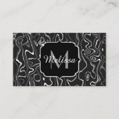 Carte De Visite Noir blanc gris damas tourbillons abstraits Monogr (Devant)