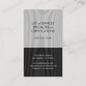 Carte De Visite Noir Blanc Gris Faux Bois Moderne Minimal Vertical (Dos)