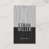 Carte De Visite Noir Blanc Gris Faux Bois Moderne Minimal Vertical (Devant)