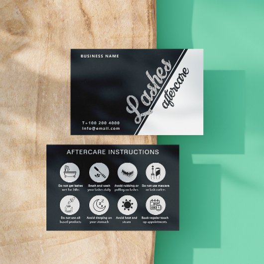 Carte De Visite Noir Blanc Gris Lash Client Gris