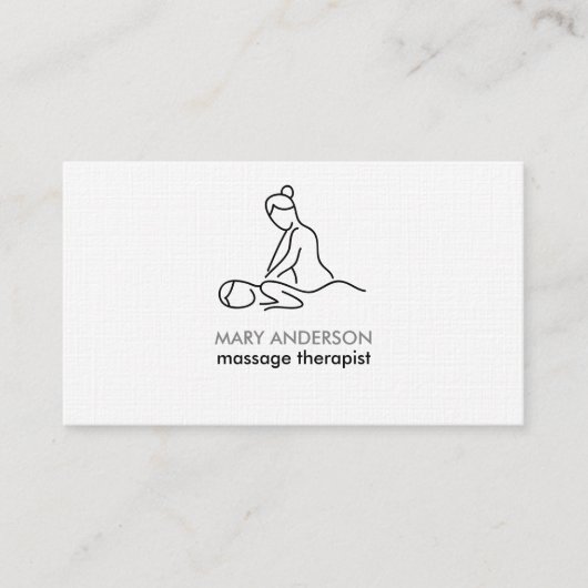 Carte De Visite Noir Blanc Gris Massage Spa Masseuse (Devant)