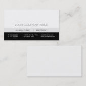 Carte De Visite Noir blanc gris mat professionnel moderne (Devant / Derrière)