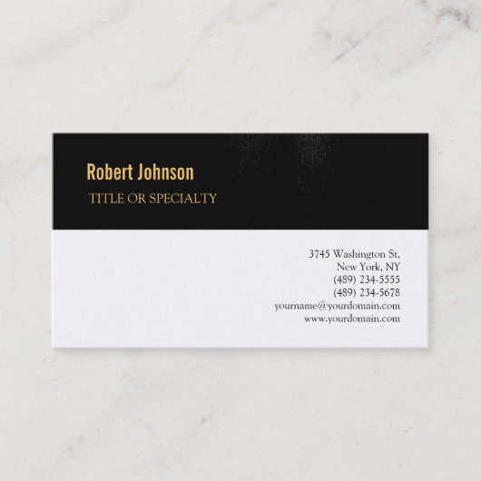 Carte de visite noir blanc gris or (Devant)