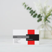 Carte de visite noir blanc gris rouge (Debout devant)