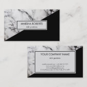 Carte De Visite Noir & Blanc Marbré Et Triangle (Devant / Derrière)