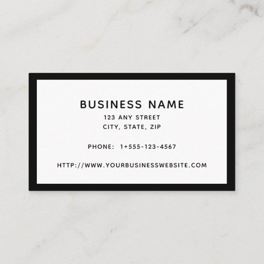 Carte de visite noir blanc minimal (Dos)