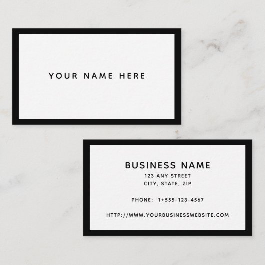 Carte de visite noir blanc minimal (Devant / Derrière)