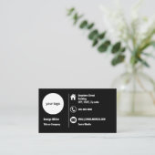 Carte De Visite noir blanc minimal professionnel rond logo (Debout devant)