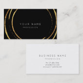 Carte De Visite Noir Blanc Minimalisme Professionnel Or Abstrait (Devant / Derrière)