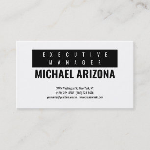 Carte De Visite Noir & Blanc Minimaliste Simple Plaque