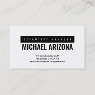 Carte De Visite Noir & Blanc Minimaliste Simple Plaque