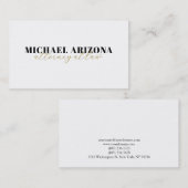 Carte De Visite Noir & Blanc Minimaliste Simple Plaque (Devant / Derrière)