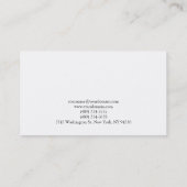 Carte De Visite Noir & Blanc Minimaliste Simple Plaque (Dos)