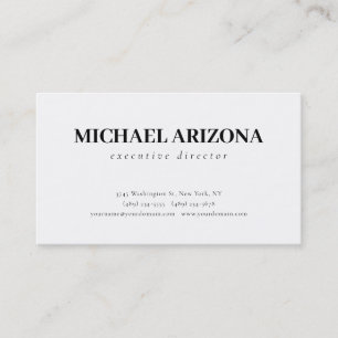 Carte De Visite Noir & Blanc Minimaliste Simple Plaque