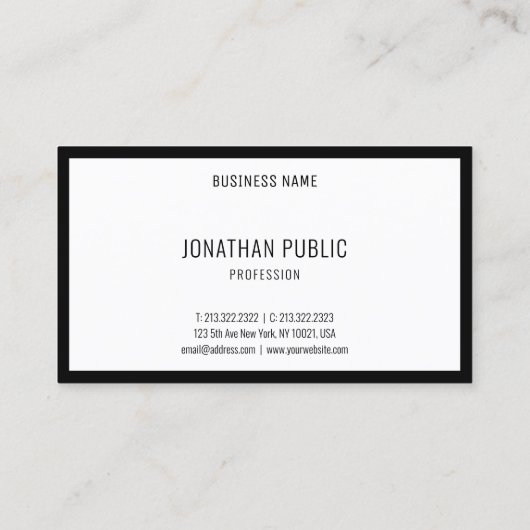 Carte De Visite Noir blanc moderne Créatif Simple Modèle Chic (Dos)