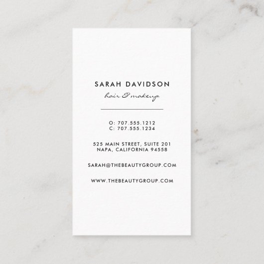 Carte De Visite Noir & Blanc | Moderne géométrique verticale (Dos)