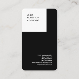 Carte De Visite Noir blanc moderne minimaliste plaine