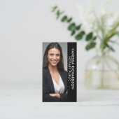 Carte De Visite Noir & Blanc moderne Notaire photo verticale Code  (Debout devant)