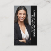 Carte De Visite Noir & Blanc moderne Notaire photo verticale Code  (Devant)