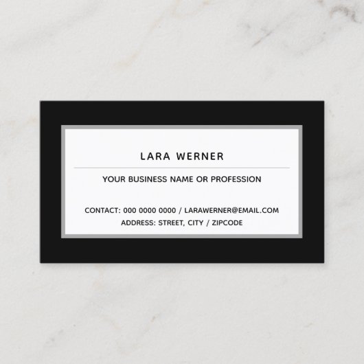 Carte De Visite noir blanc moderne rectangulaire professionnel (Devant)