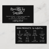 Carte De Visite Noir Blanc Moderne Résine Instructions pour l'entr (Devant / Derrière)