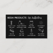 Carte De Visite Noir Blanc Moderne Résine Instructions pour l'entr (Dos)
