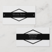 Carte De Visite Noir & Blanc Moderne Rustique Chic Diamant Noir (Devant / Derrière)