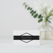 Carte De Visite Noir & Blanc Moderne Rustique Chic Diamant Noir (Debout devant)