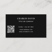 Carte De Visite Noir blanc monogramme initiales code Qr logo (Dos)
