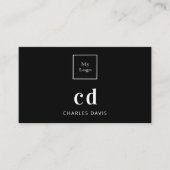 Carte De Visite Noir blanc monogramme initiales code Qr logo (Devant)