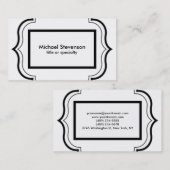 Carte De Visite Noir blanc Motif classique Damask (Devant / Derrière)