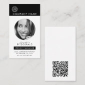 Carte De Visite Noir Blanc | Photo moderne noir blanc QR Code (Devant / Derrière)